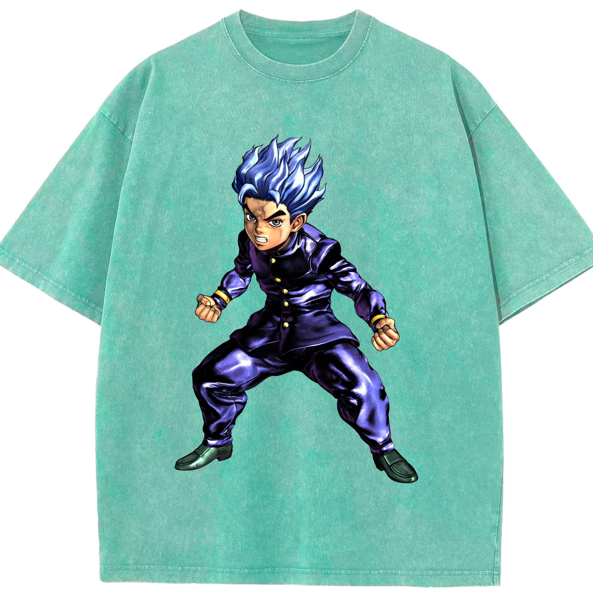 （画像用） ジョジョの奇妙な冒険 広瀨康一 JoJo's Bizarre Adventure Hirose Koichi 綿100% ヴィンテージ風 半袖Tシャツ（フロントプリント）